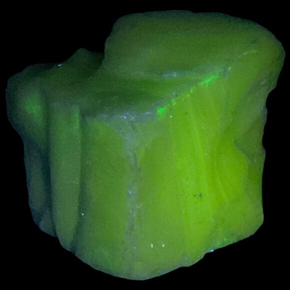Lime Green Layered Jadeite Art Glass Cullet Glowing Manganese Slag Glass #4GX277 - Picture 1 of 7